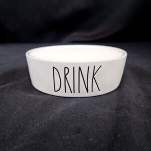 Rae Dunn Artisan Collection Drink White Dog Bowl Farmhouse